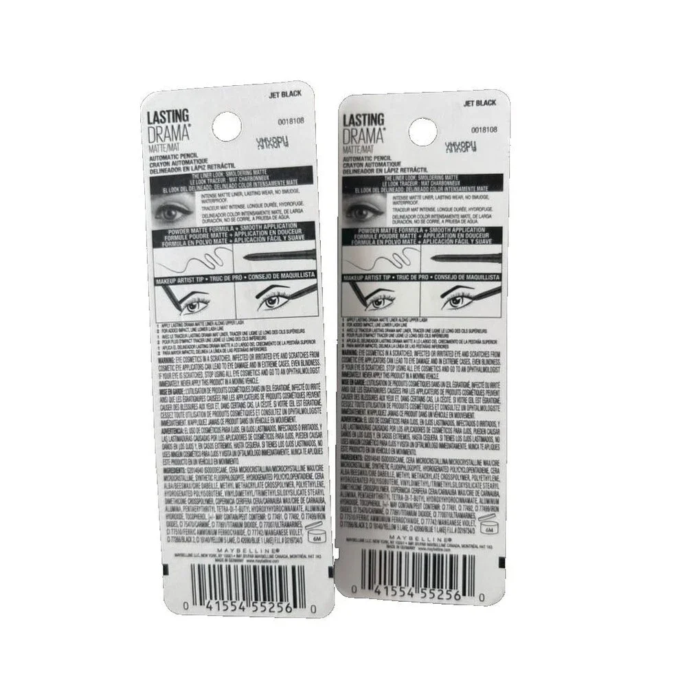 Maybelline 860 Jet Black Lasting Drama Matte Eyeliner 0.01oz 2 Pack New